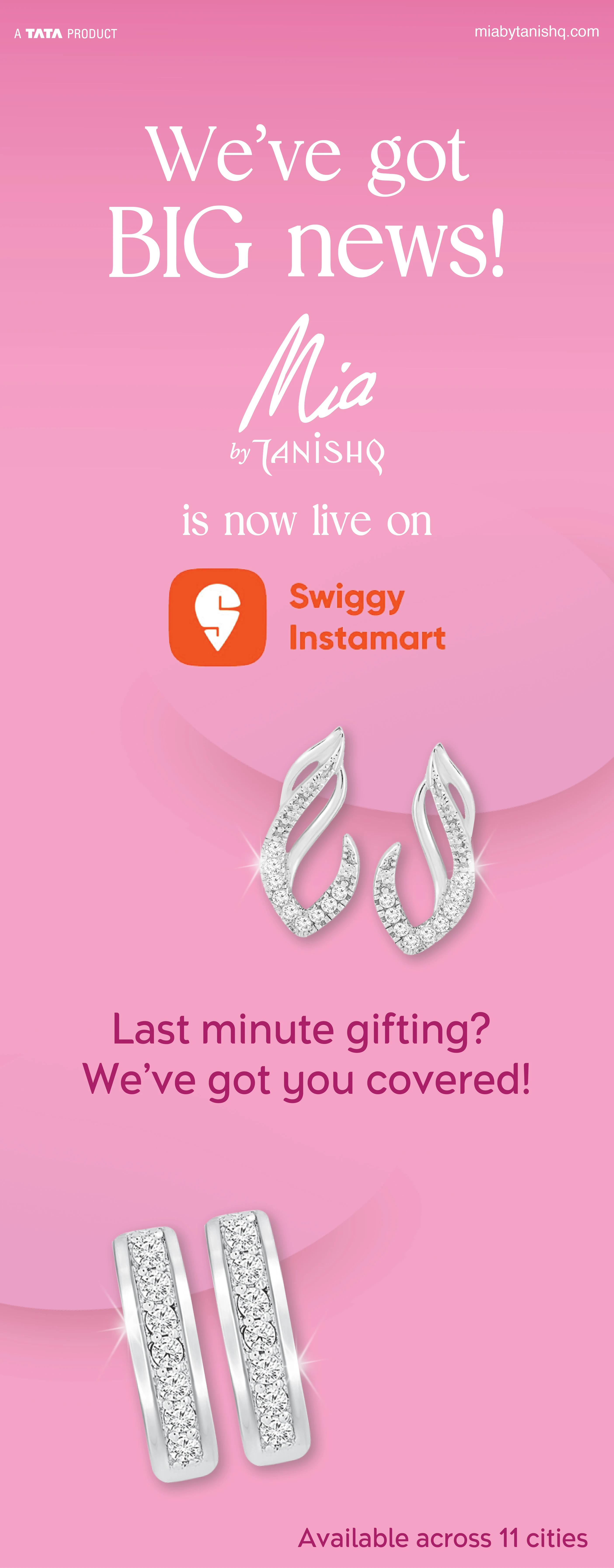 Swiggy to Deliver Stunning Silver Jewellery in 10 Minutes, Partners With Mia by Tanishq
